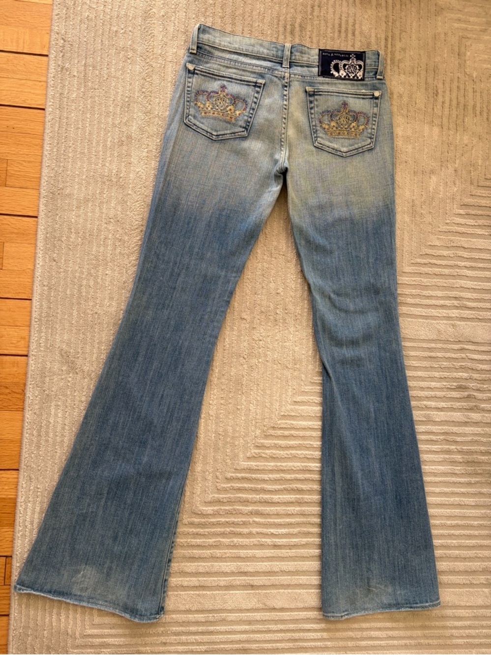 Rock & Republic Light Blue Embroidered Flare Jeans